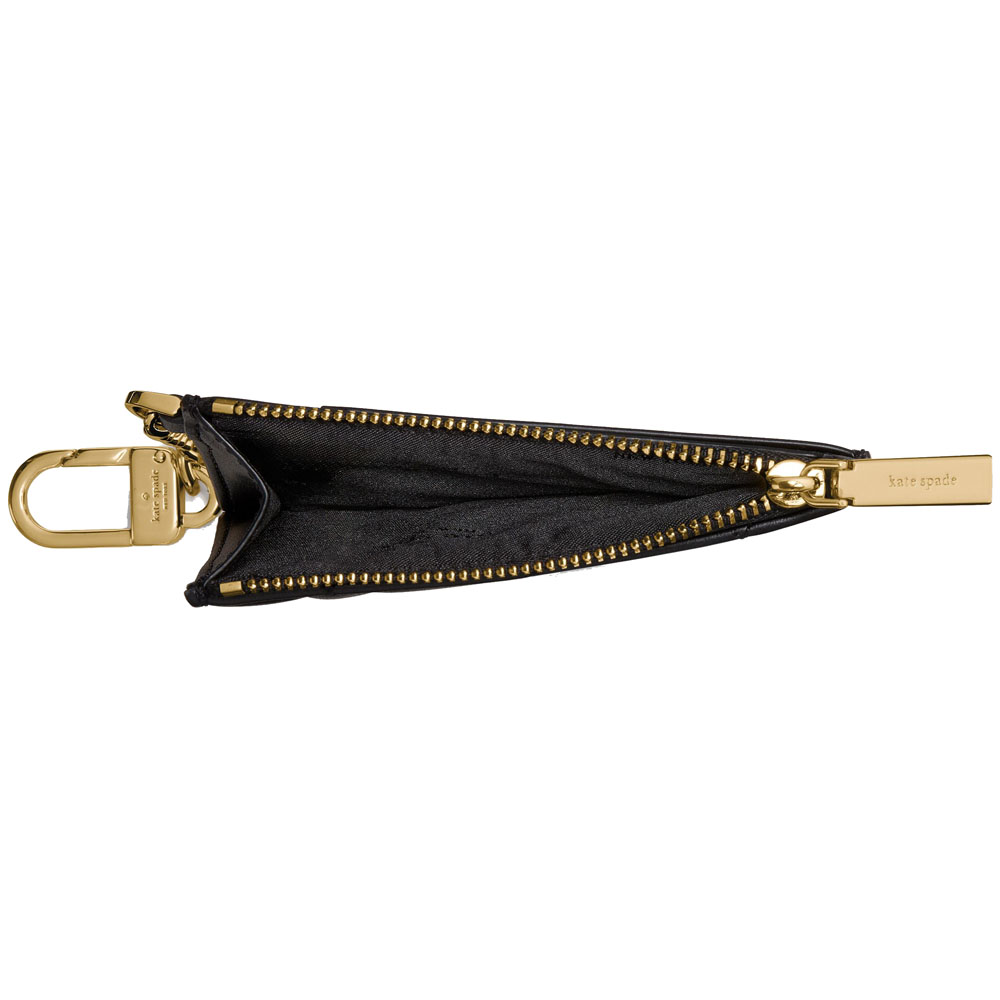 Kate Spade Smooth Quilted Key Ring Card Holder Card Case Black # KN772