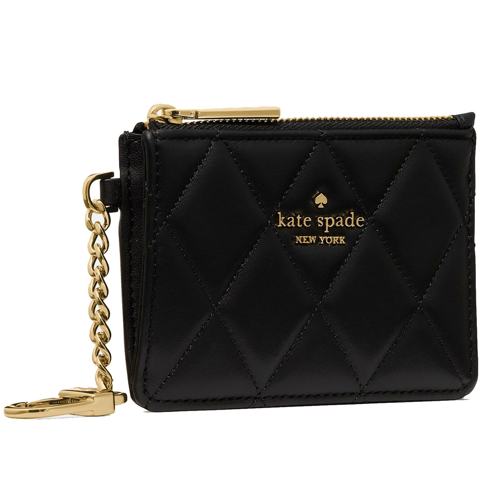 Kate Spade Smooth Quilted Key Ring Card Holder Card Case Black # KN772