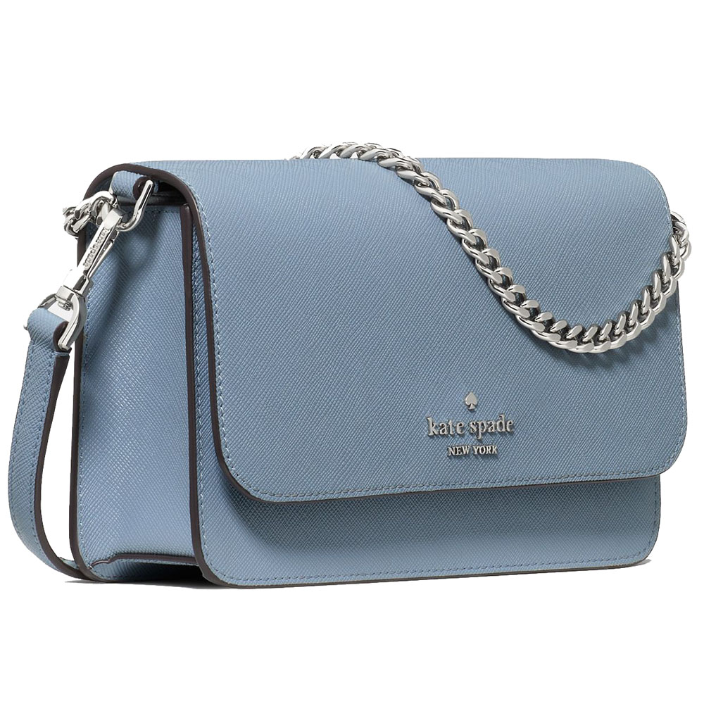 Kate Spade Sling Bag Madison Saffiano Pvc Mini Flap Crossbody Bag Muted Blue # KN746