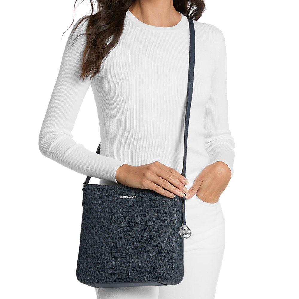 Michael Kors Jet Set Travel Large Logo Messenger Bag Admiral Blue # 35F8STVM7B