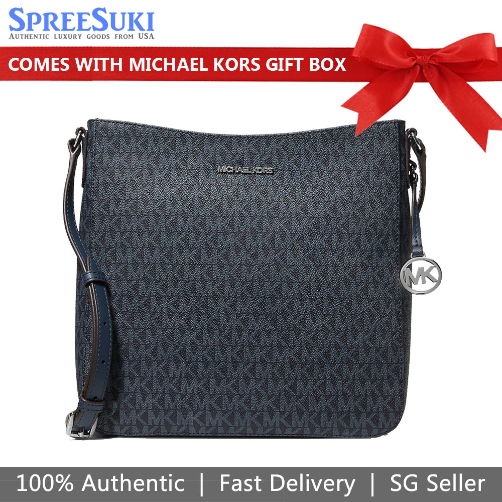 Michael Kors Jet Set Travel Large Logo Messenger Bag Admiral Blue # 35F8STVM7B