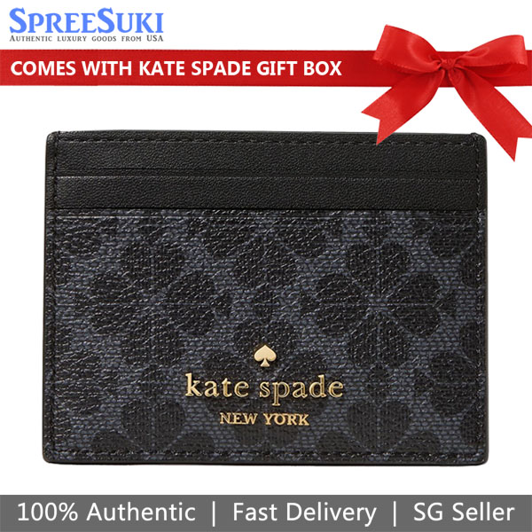 Kate Spade Spade Flower Small Slim Card Holder Black # KN761