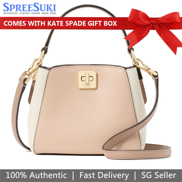 Kate Spade Phoebe Mini Top Handle Crossbody Toasted Hazelnut Multi Beige # KK134