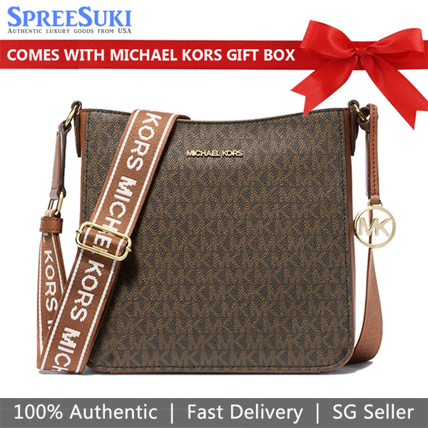 Michael Kors Jet Set Travel Small Signature Logo Messenger Bag Brown # 35S5GTVC1B