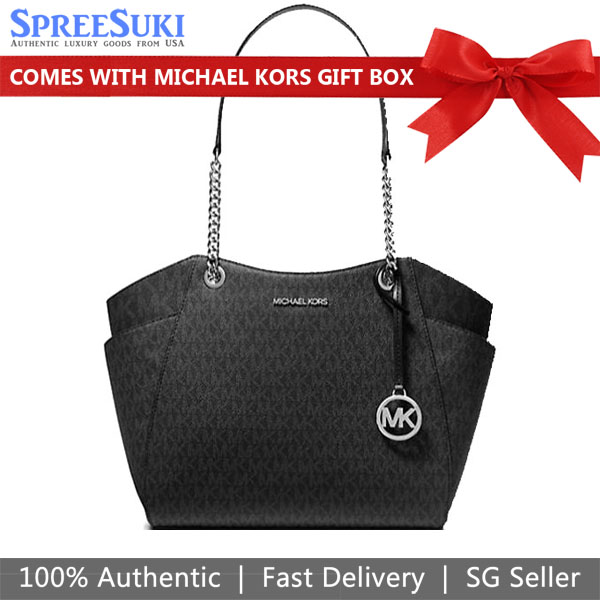 Michael Kors Jet Set Travel Large Chain Shoulder Tote Black # 35S4STVT3B