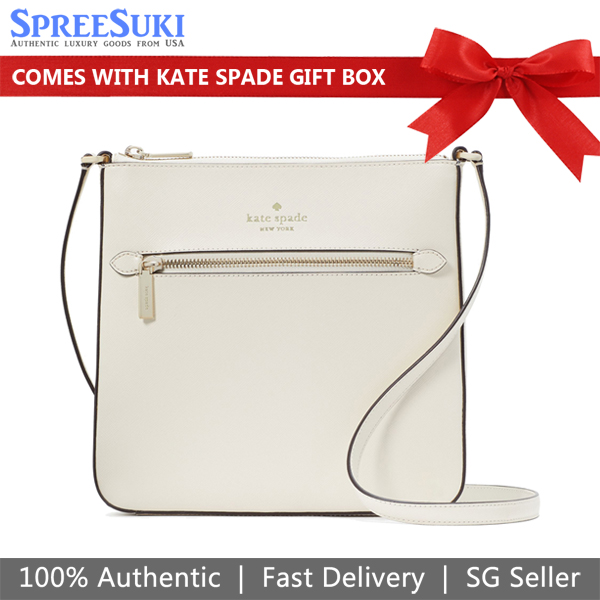 Kate Spade Sadie Saffiano Leather North South Crossbody Bag Sling Meringue Off White # K7379