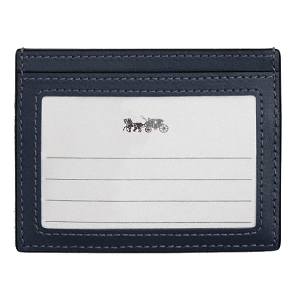 Coach Slim Id Card Case With Quilting Indigo Blue Denim # CAT70