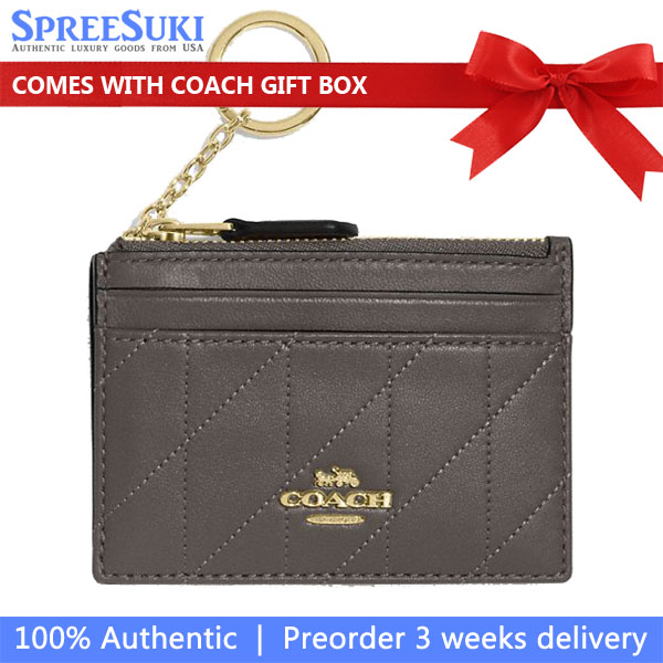 Coach Mini Skinny Id Case With Quilting Im Slate Grey # CEX22