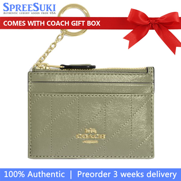 Coach Mini Skinny Id Case With Quilting Pistachio Green # CEH41