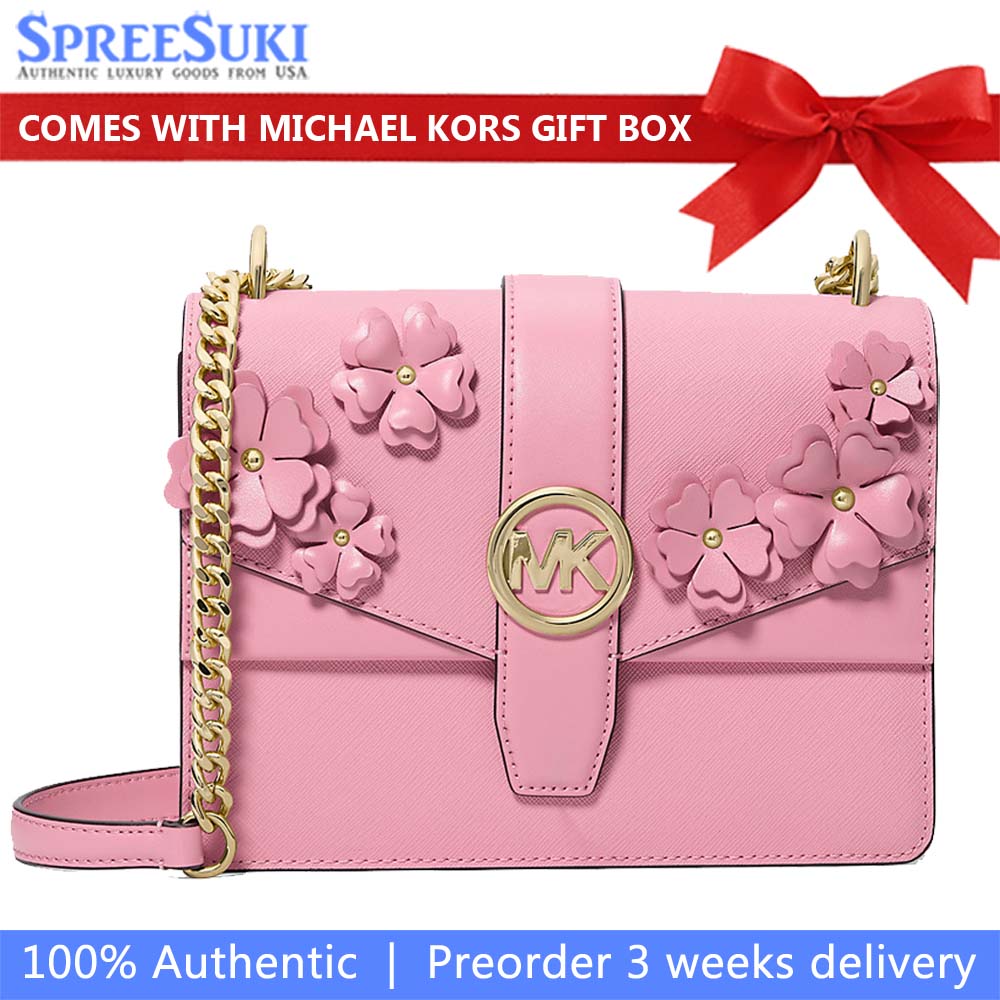 Michael Kors Greenwich Small Floral Embellished Crossbody Bag Carnation Pink # 35S6GGRC5L