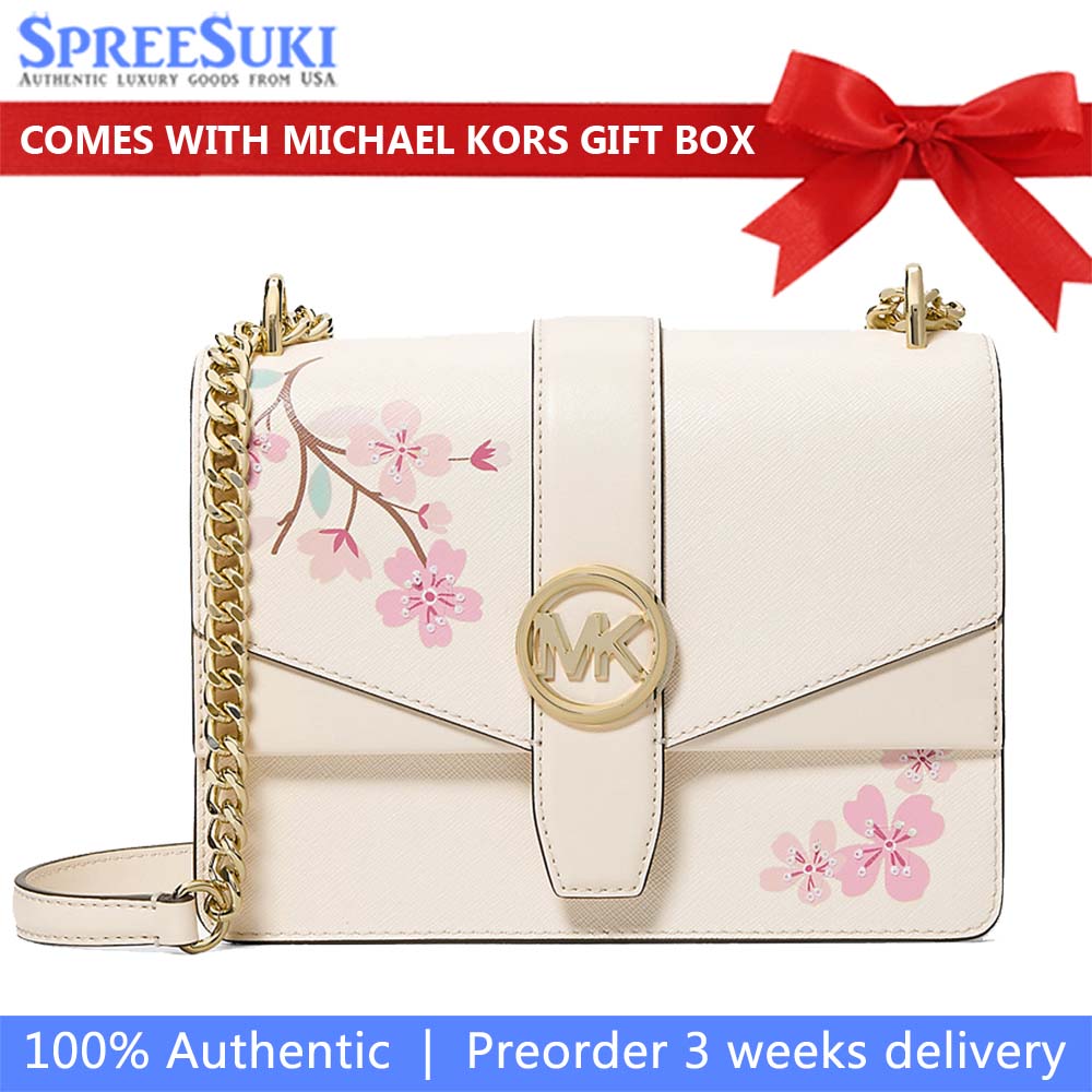 Michael Kors Greenwich Small Embellished Crossbody Bag Light Cream Multi # 35S6GGRC5I
