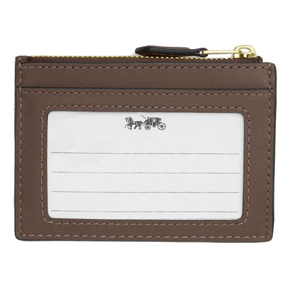 Coach Mini Skinny Id Case In Signature Jacquard With Floral Embroidery Oak Multi Brown # CEL83