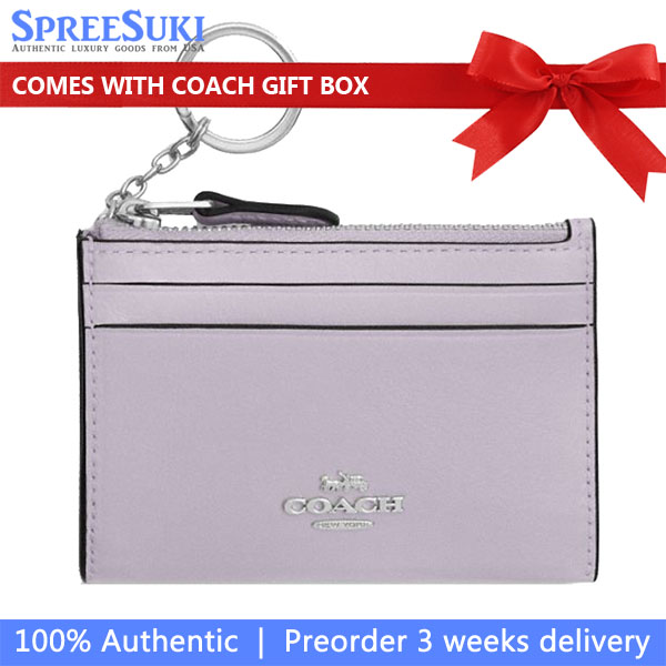 Coach Mini Skinny Id Case Silver Light Amethyst Light Purple # CEC47