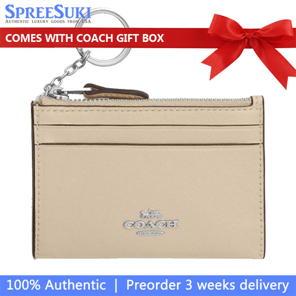 Coach Mini Skinny Id Case Silver Ivory Cream # CEC47