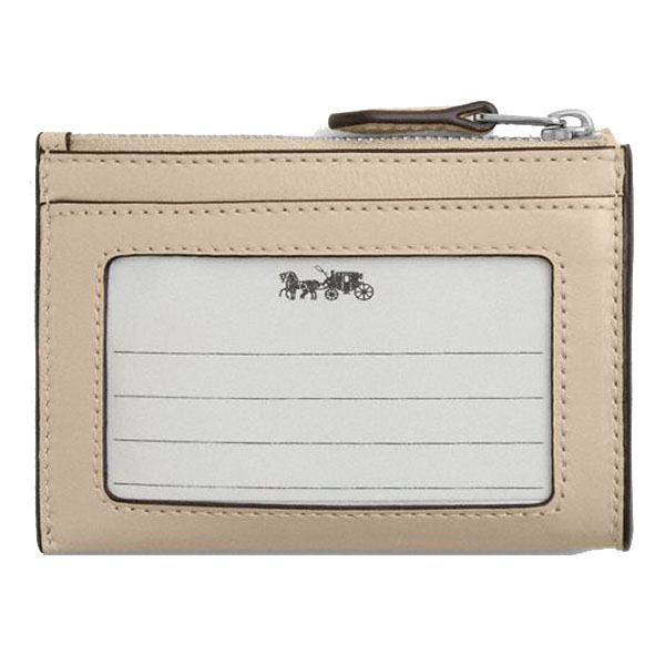 Coach Mini Skinny Id Case Silver Ivory Cream # CEC47