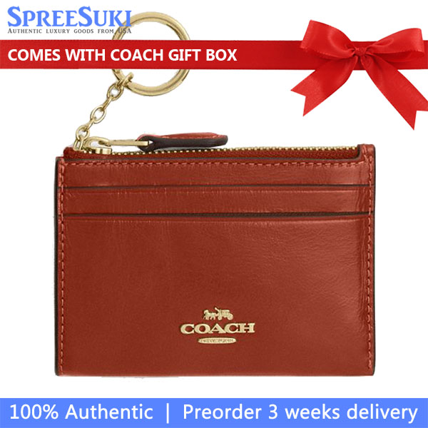 Coach Mini Skinny Id Case Im Cinnamon DARK ORANGE # CEC47