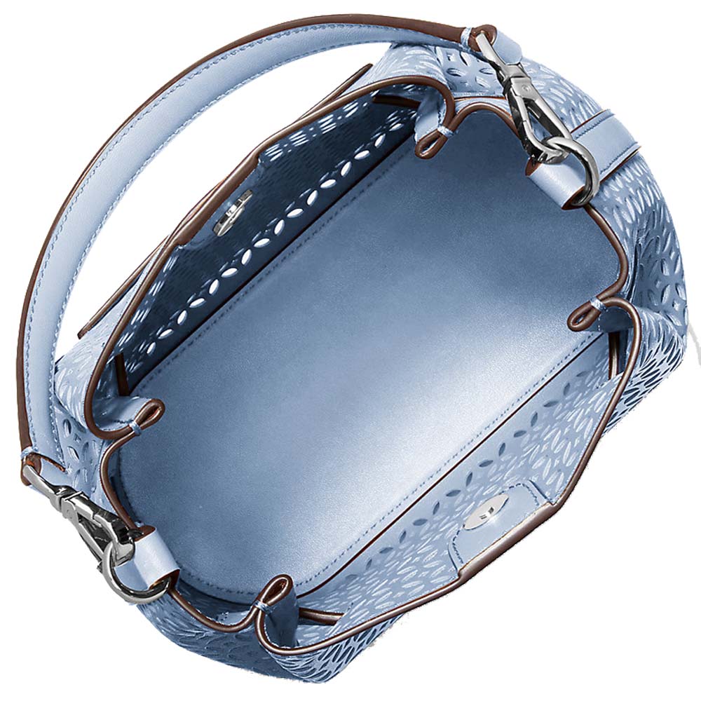 Michael Kors Carson Small Floral Laser Cut Bucket Crossbody Bag Pale Ocean Blue # 35S6S2ZC1Y