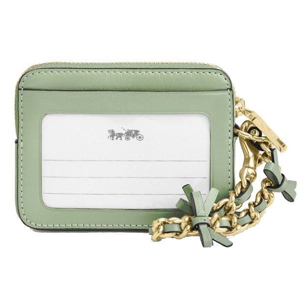 Coach Zip Card Case With Bows Light Pistachio Light green # CEC13