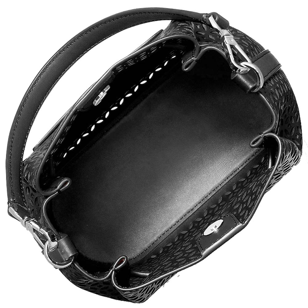Michael Kors Carson Small Floral Laser Cut Bucket Crossbody Bag Black # 35S6S2ZC1Y