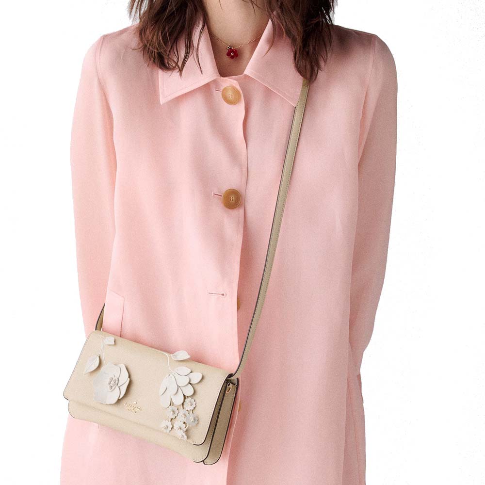 Kate Spade Ivy Floral Crossbody Bag Milk Glass Multi Beige # KO456