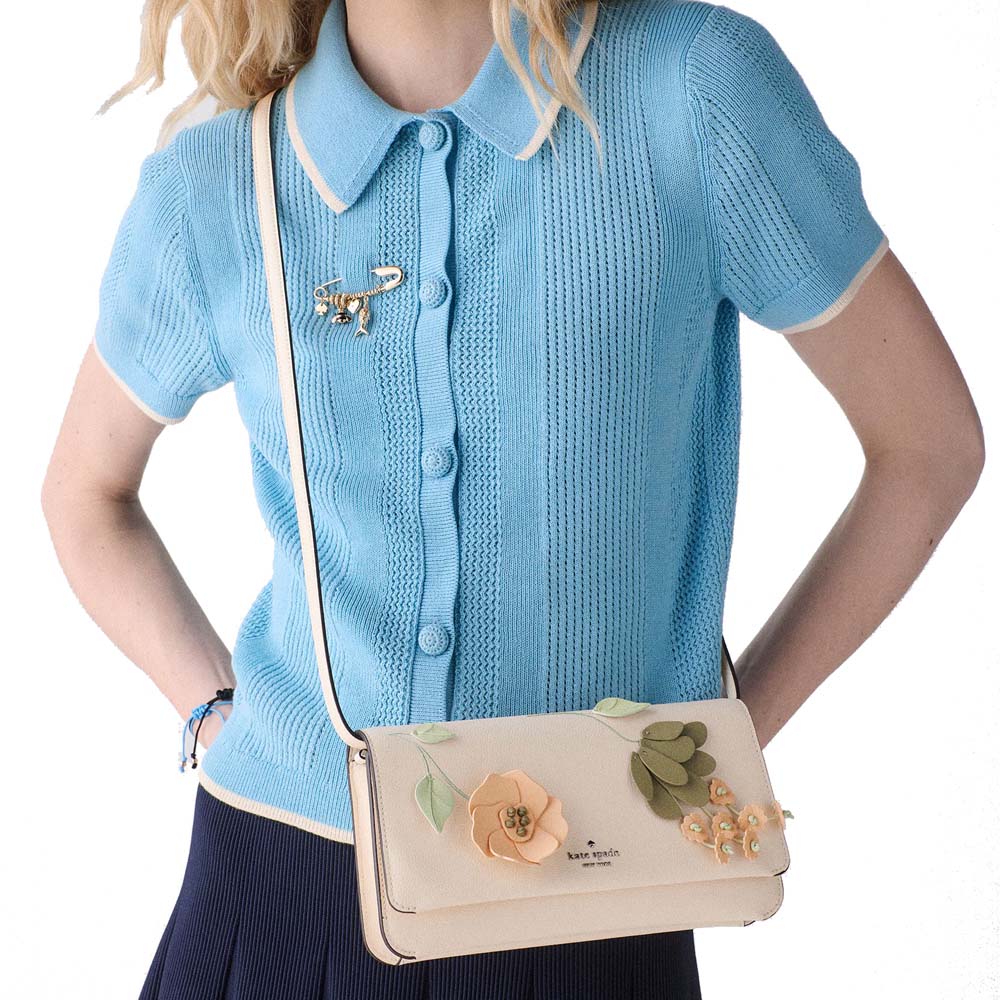 Kate Spade Ivy Floral Crossbody Bag Fresh Peach Multi Beige # KO456