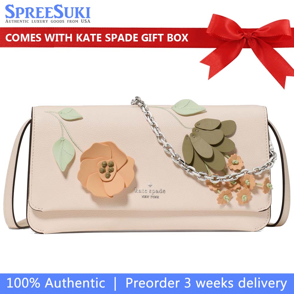 Kate Spade Ivy Floral Crossbody Bag Fresh Peach Multi Beige # KO456