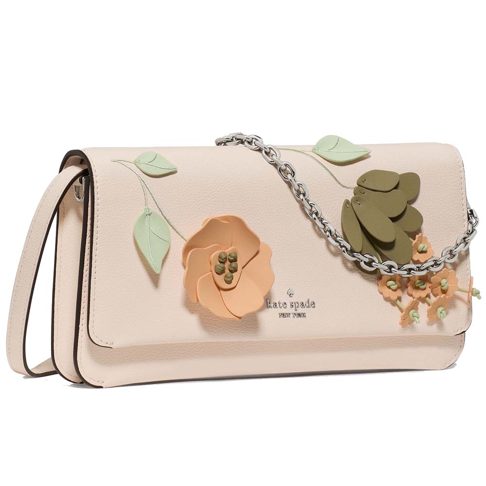 Kate Spade Ivy Floral Crossbody Bag Fresh Peach Multi Beige # KO456
