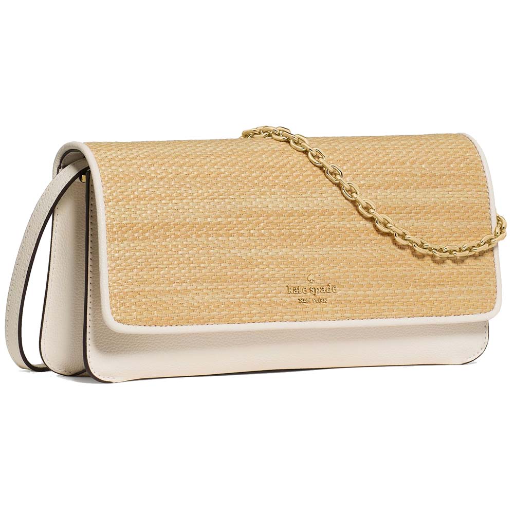 Kate Spade Ivy Straw Crossbody Bag Natural Multi Light Brown # KO459