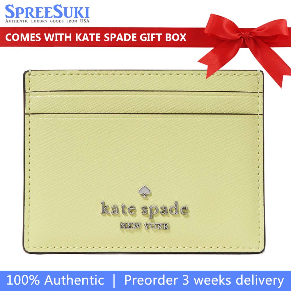 Kate Spade Small Slim Card Holder Tennis Ball Light green # KN760