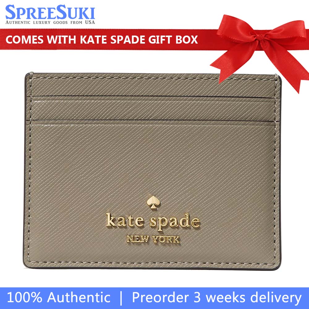 Kate Spade Small Slim Card Holder Oyster Shell Olive # KN760