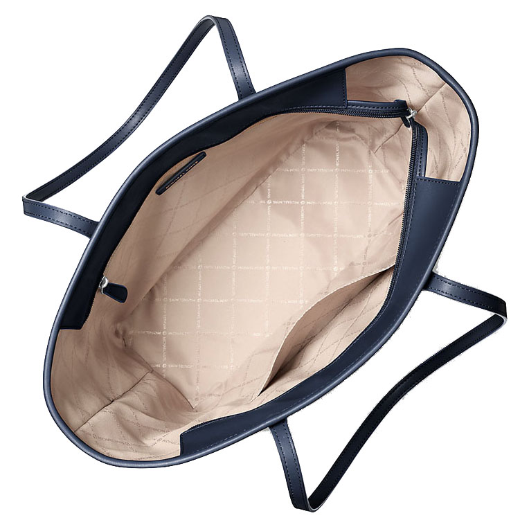 Michael Kors Eva Large Striped Signature Logo Tote Bag Navy Navy Blue # 35S6SV0T3U