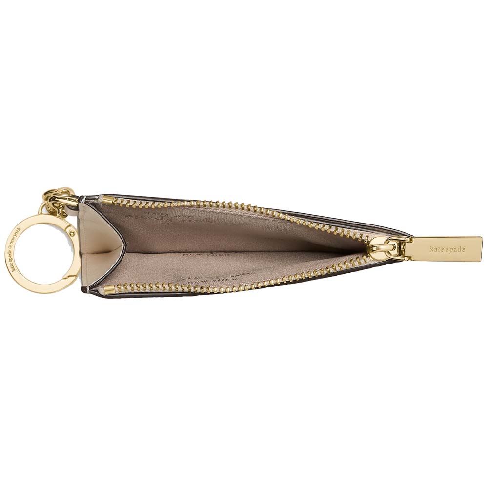Kate Spade Spade Flower Key Ring Card Holder Dark Beige Moon Dust # KN773