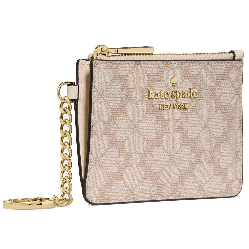 Kate Spade Spade Flower Key Ring Card Holder Dark Beige Moon Dust # KN773