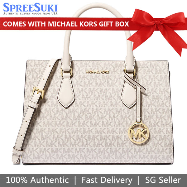 Michael Kors Sling Bag Crossbody Sheila Medium Logo Satchel Light Cream Multi # 35S3G6HS2B