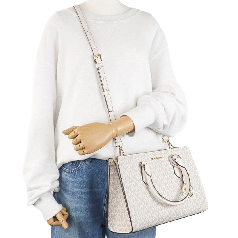 Michael Kors Sling Bag Crossbody Sheila Medium Logo Satchel Light Cream Multi # 35S3G6HS2B