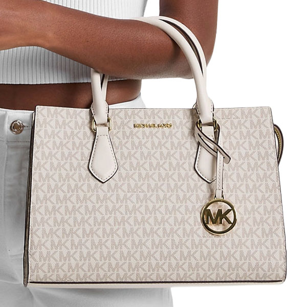 Michael Kors Sling Bag Crossbody Sheila Medium Logo Satchel Light Cream Multi # 35S3G6HS2B