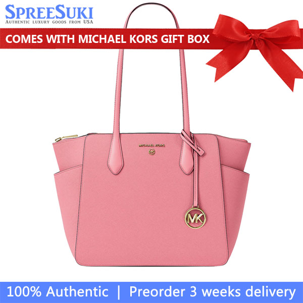 Michael Kors Marilyn Medium Saffiano Leather Tote Bag Carnation Pink # 35F5G6AT2L
