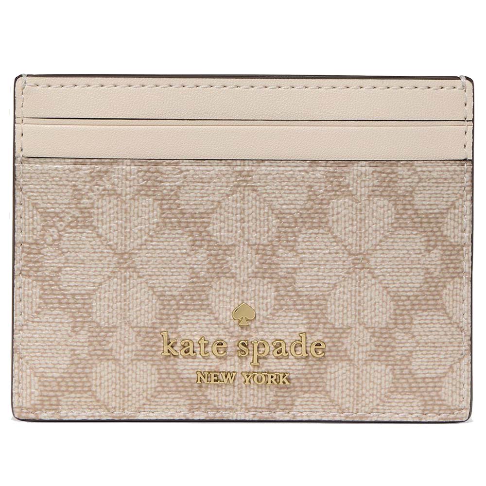 Kate Spade Spade Flower Small Slim Card Holder Dark Beige Moon Dust # KN761