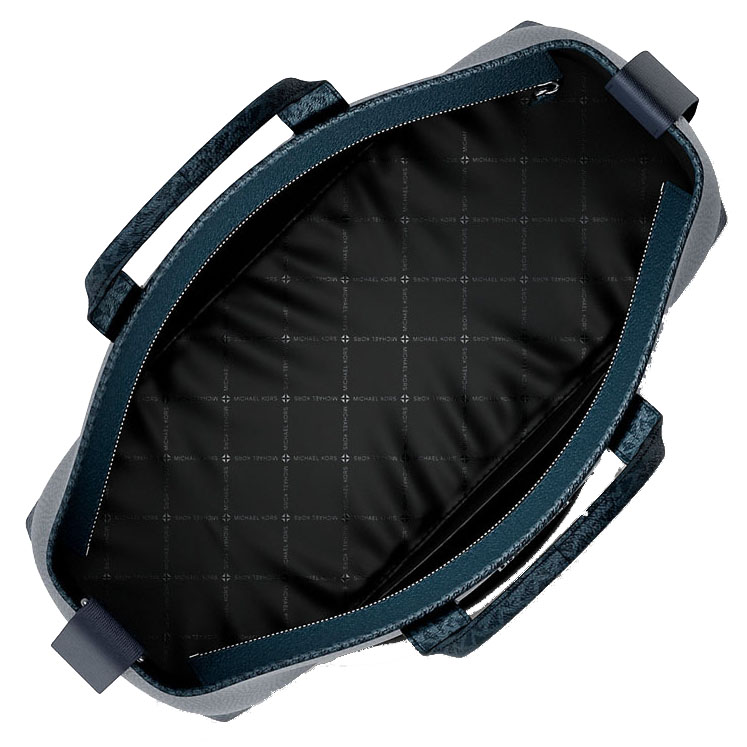 Michael Kors Cooper Medium Pebbled Leather And Signature Logo Tote Bag Navy Navy Blue # 37S6LCOT7L