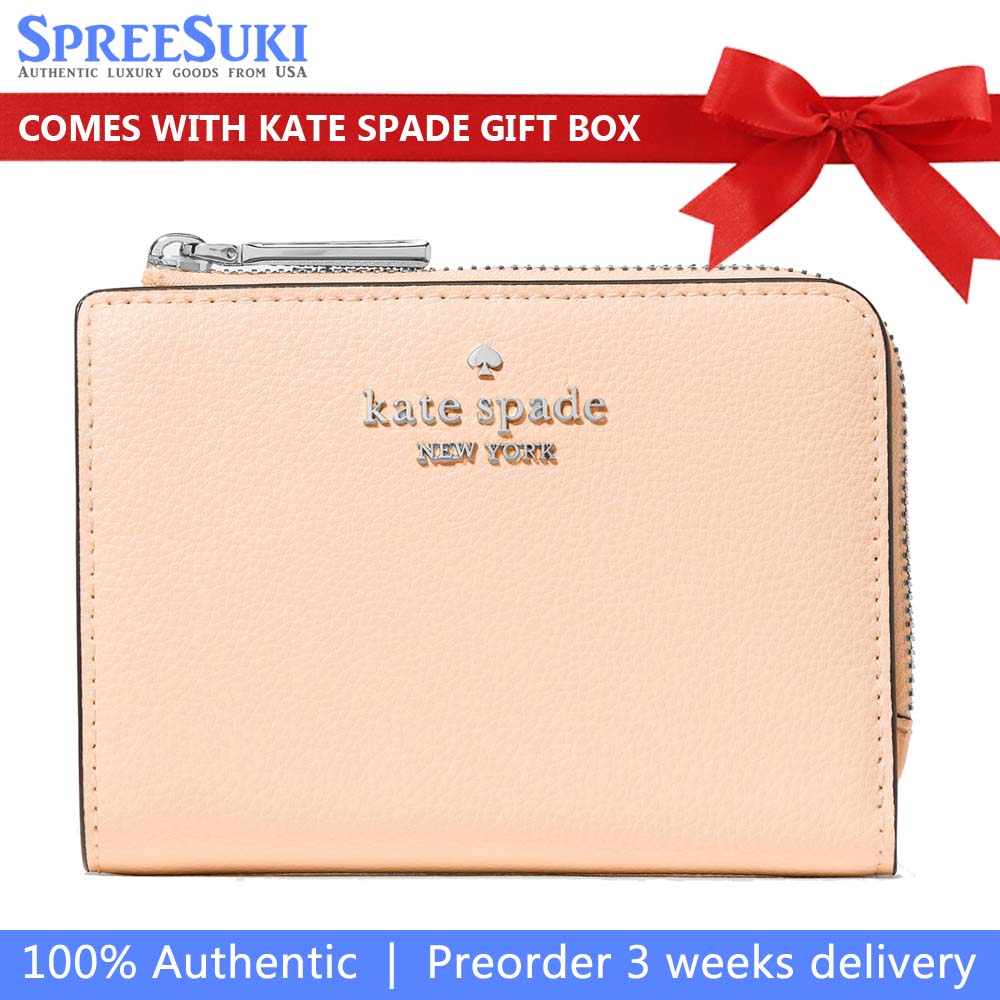 Kate Spade Small L-Zip Wallet Crisp Peach Orange # KN764