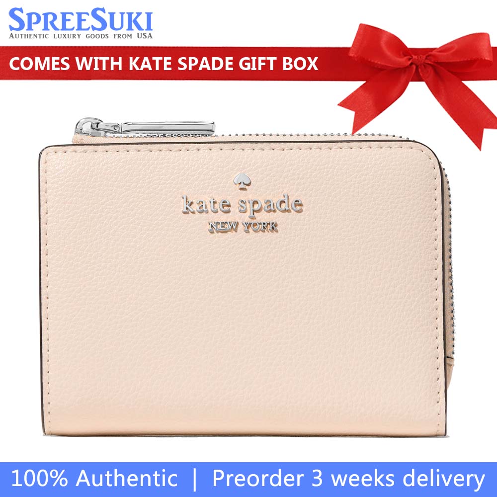 Kate Spade Small L-Zip Wallet Fresh Peach Beige # KN764