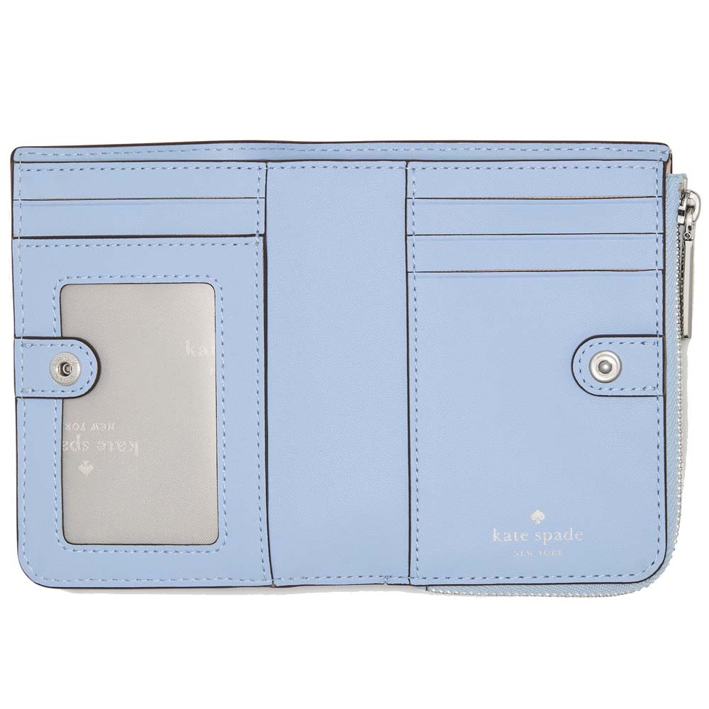 Kate Spade Floral Small L-Zip Wallet North Star Blue # KO553