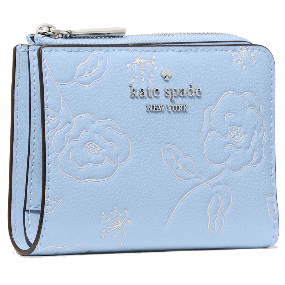 Kate Spade Floral Small L-Zip Wallet North Star Blue # KO553