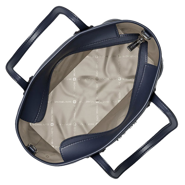 Michael Kors Eva Extra-Small Saffiano Leather Convertible Tote Bag Navy Navy Blue # 35S6SV0T0L