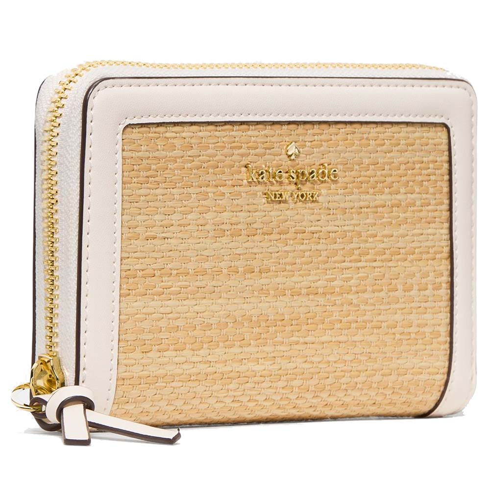 Kate Spade Knott Straw Medium Wallet Natural Light Brown # KO519