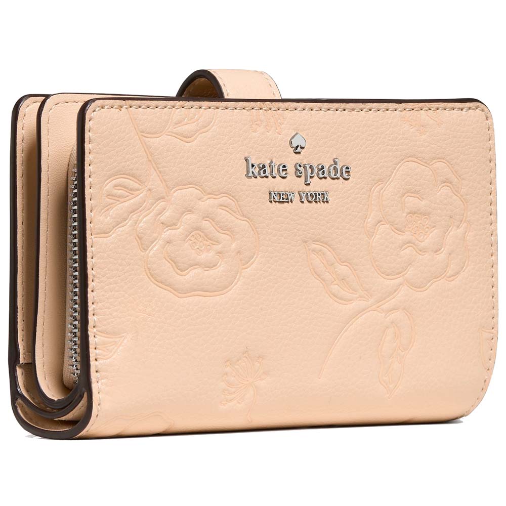 Kate Spade Floral Medium Bifold Wallet Crisp Peach Beige # KP025