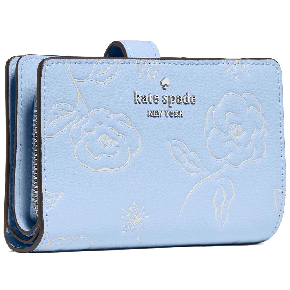 Kate Spade Floral Medium Bifold Wallet North Star Blue # KP025