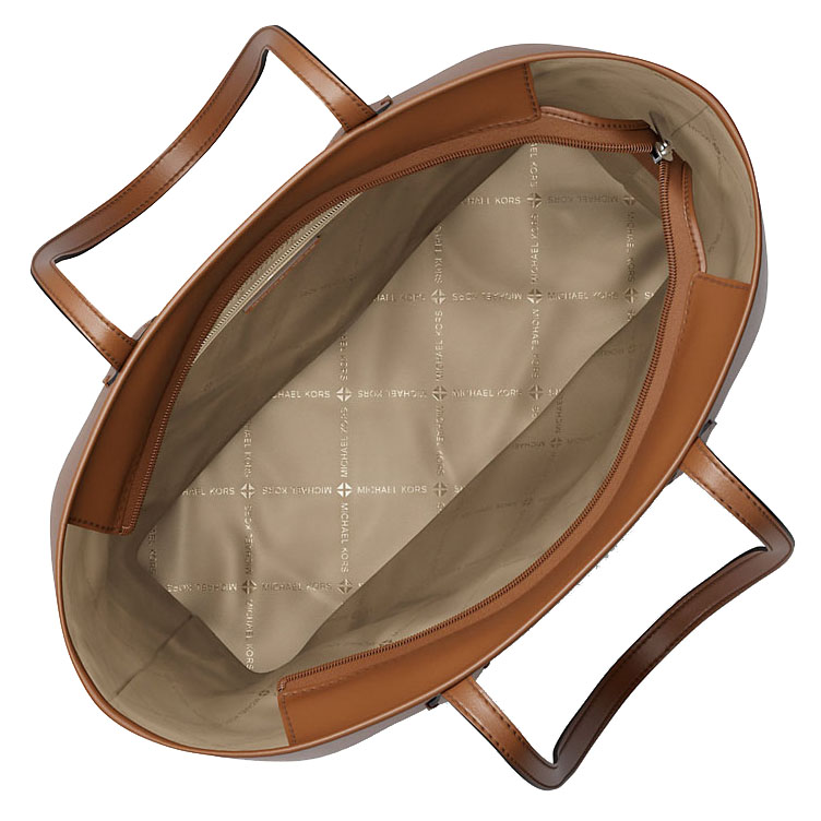 Michael Kors Eva Large Saffiano Leather Tote Bag Luggage Brown # 35S6GV0T3L