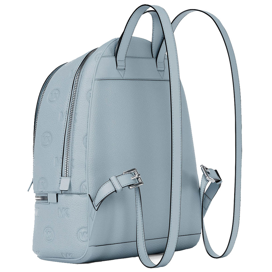 Michael Kors Rhea Medium Logo Debossed Backpack Pale Ocean Light blue # 35S6SRAB2V