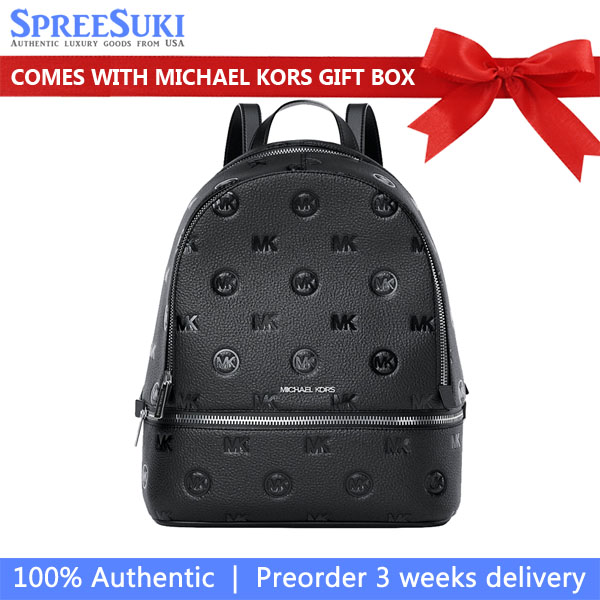Michael Kors Rhea Medium Logo Debossed Backpack Black # 35S6SRAB2V